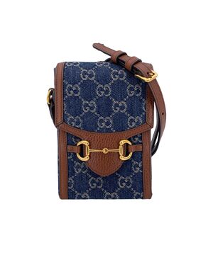 GUCCI Borsa a Tracolla in Denim Col. Blu Horsebit 1955 S