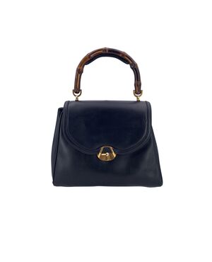 GUCCI Borsa a Mano Vintage in Pelle Col. Nero Bamboo Top Handle M