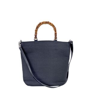 GUCCI Borsa Shopper Vintage in Tela Col. Nero Bamboo M