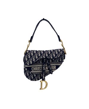 DIOR Borsa a Tracolla in Tela Col. Blu Saddle Dior Oblique M
