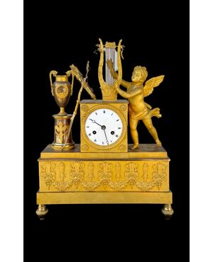 Mercury gilded bronze clock. Dhalström manufacture. Sweden.