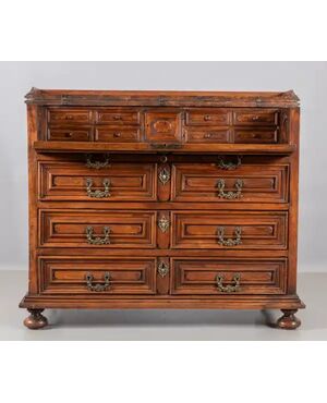Walnut cabinet with writing desk. Lombardy 17th century