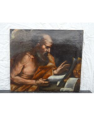 Dipinto olio su tela scuola italiana San girolamo XVII secolo