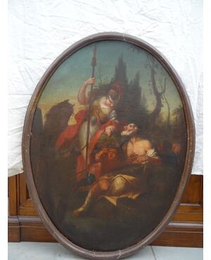 Grande dipinto olio su tela scuola italiana XVII secolo scena mitologica