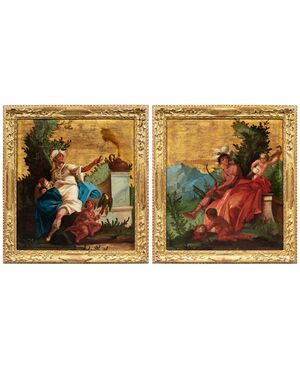 Pittore veneziano (XVIII sec.) - Allegoria dell’Asia e Allegoria dell’America.