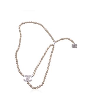 CHANEL Collana in Perle Col. Argento CC