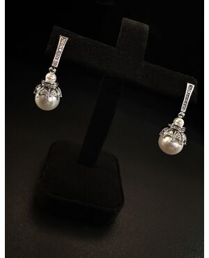 Orecchini  con  Perle  e  Diamanti