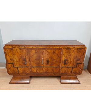 Small original Art Deco walnut and rosewood sideboard from 1930