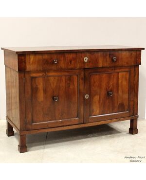 Antique Empire style walnut credenza - Italy, 19th century, Bologna