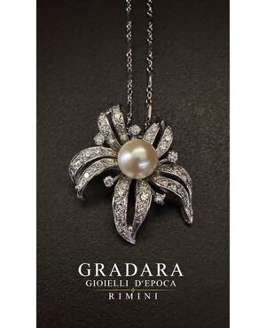 Pendente   con  Perla  e   Diamanti.