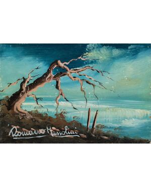 Romano Mussolini (Forlì 1927 - Rome 2006) - Landscape with waterfall.