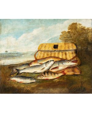 European painter (19th century) - Still life of fish.