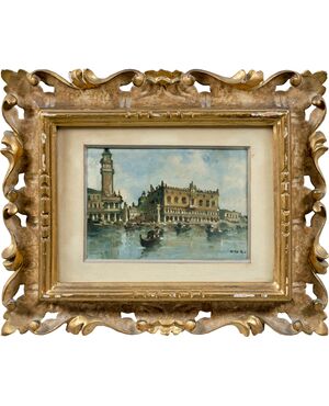 Giovanni Riva (Torino 1890 - Torino 1973) - Venezia, veduta del bacino di S. Marco con Palazzo Ducale.