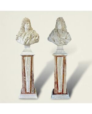 
Coppia di Grandi Busti in Marmo su Colonne