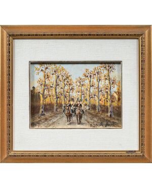 Enrico Vizzotto Alberti (Oderzo 1880 - Padua 1976) - The 7th regiment of the lancers of Milan.