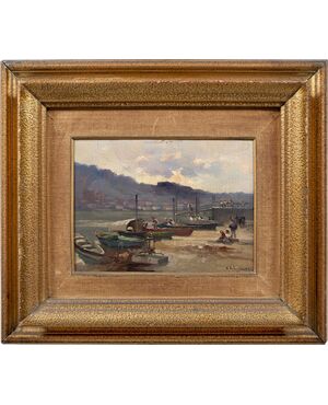 Cesare Gheduzzi (Crespellano 1894 - Turin 1957) - Port scene.