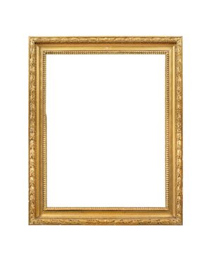 Empire style frame in carved and gilded wood. Italy, 19th century.