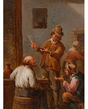 Scena di taverna con fumatori, tavola, Bottega di Jan Thomas van Kessel (Anversa, 1677-1741)