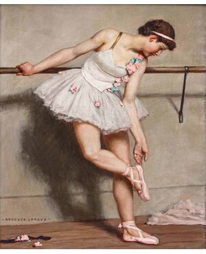 Jules Marie Auguste Leroux (Parigi, 1871 – 1954), Ballerina alla sbarra