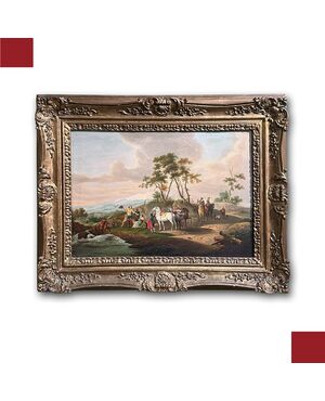 Painting with rural scene, early 19th century