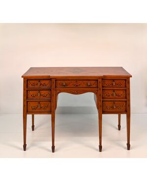 Polychrome painted satinwood desk, England, 19th century