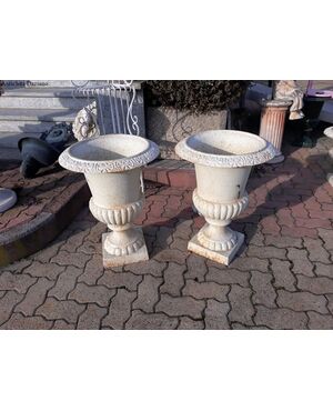Pair of cast iron vases