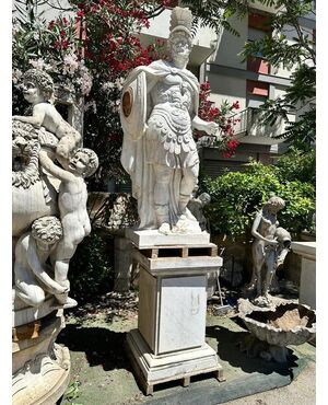 
Grandi Sculture di Antichi Guerrieri in Marmo Bianco