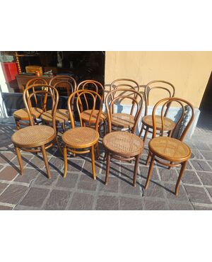 9 handmade Viennese straw chairs