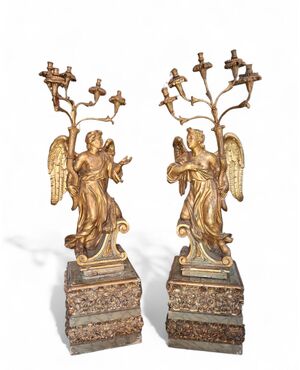 Pair of gilded wooden angels
