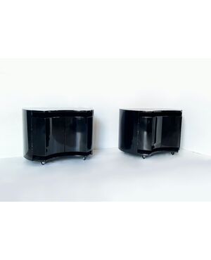90s bedside tables - lacquered wood