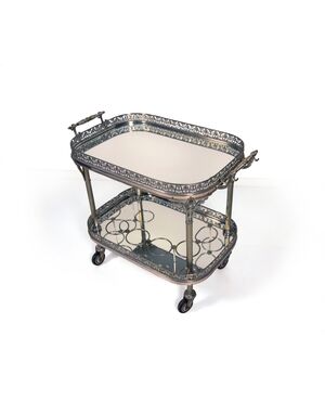 Carrello portavivande in metallo argentato, XX secolo