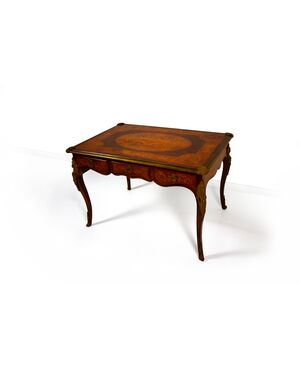 Inlaid desk in various woods, early 20th century