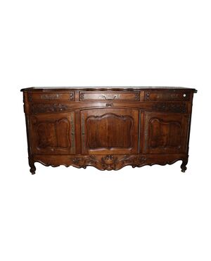 Magnificent French dark cherry wood credenza – late 19th century, Provençal style
