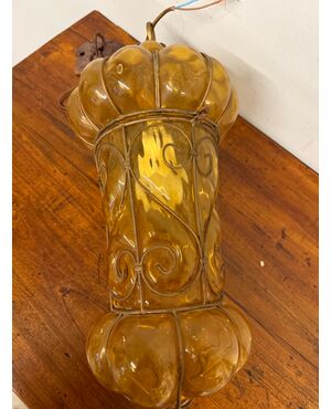 Antica lanterna in vetro Murano, '800, 48x30cm