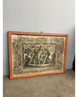 Antique etching of the flagellation of Christ, 16th century, 89x65cm