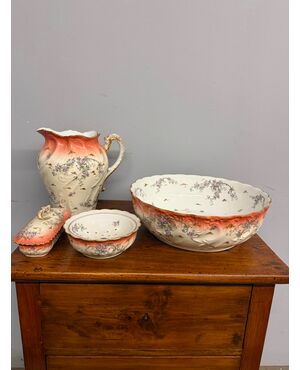 Antico set da toilet in porcellana Limoges, '800, 30x40cm