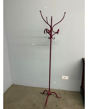 Antico attaccapanni in ferro battuto Liberty, '800, 170x47cm