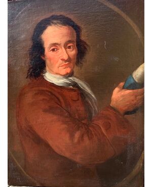 Portrait of a middle-aged man with a hunchback