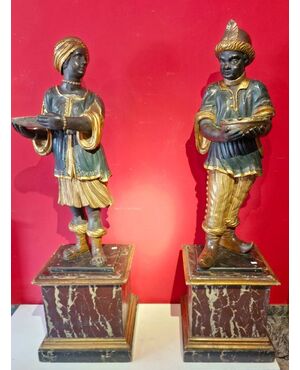 Pair of Moorish servant sculptures in 18th century Venice