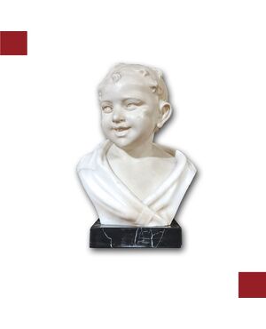 SCULTURA CON BAMBINO SORRIDENTE FINE DEL XIX SECOLO
