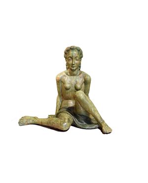 Scultura in terracotta invetriata, Manifattura Lenci su modello di Helen König Scavini, Nuda, 1927-36 circa