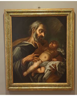 OLIO SU TELA DEL  600 SAN GIUSEPPE CON BAMBINO-VENETO
