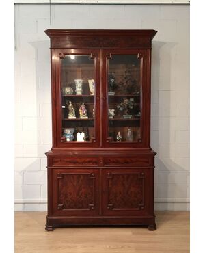 Mahogany feather bookcase, France, 19th century