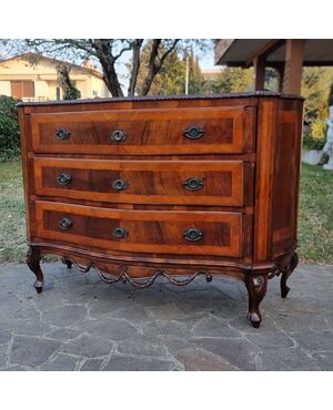 19th-century Venetian Walnut Chest of Drawers with Palm Inlays