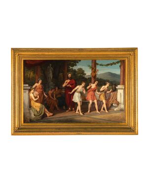 Dance scene in ancient Greece, oil on canvas, signed Johan Raphael Smith