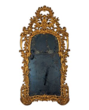 Baroque mirror in carved and gilded wood, Turin, mid-18th century