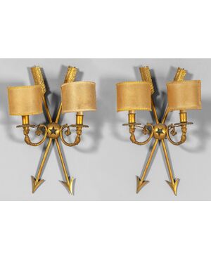 Pair of gilded bronze sconces, France, first half of the 19th century, Empire style