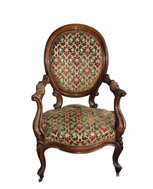 Louis Philippe style walnut medallion armchair - 19th century