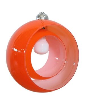 Lampada a sopsensione anni '60 in vetro di Murano incamiciato