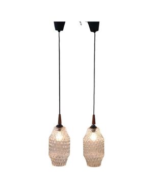 Lampade a sospensione in vetro di Murano anni '60, set di 2